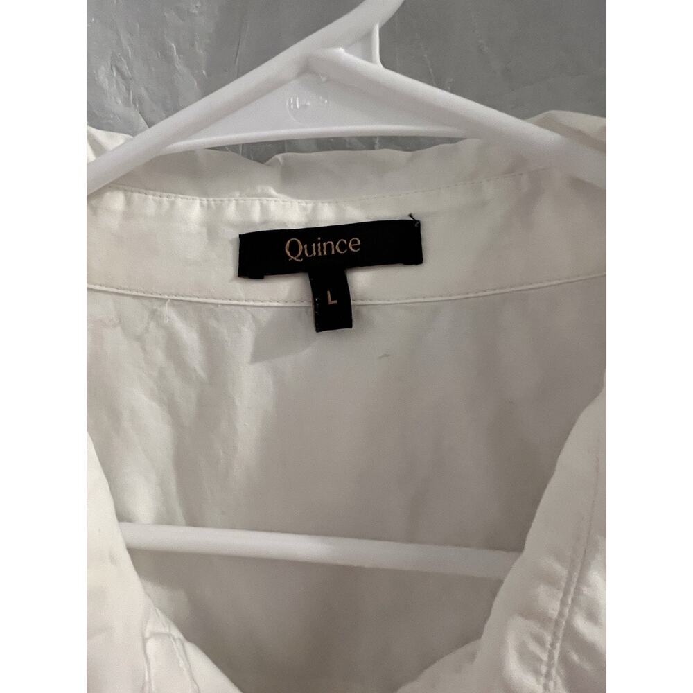 Quince White Organic Cotton Poplin Long Sleeve Boyfriend Shirt Sz L Preppy - Picture 3 of 6